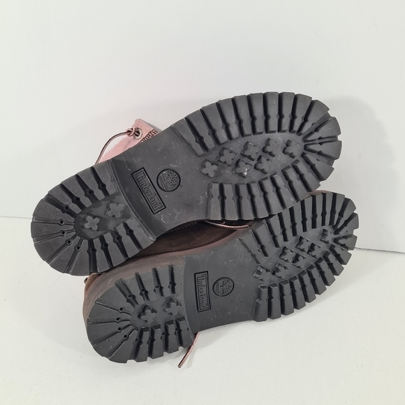 Timberland Roll Top Ankle Chunky Boots Pink & Brown Girls Size 6M (24 Cm) - Picture 4 of 8